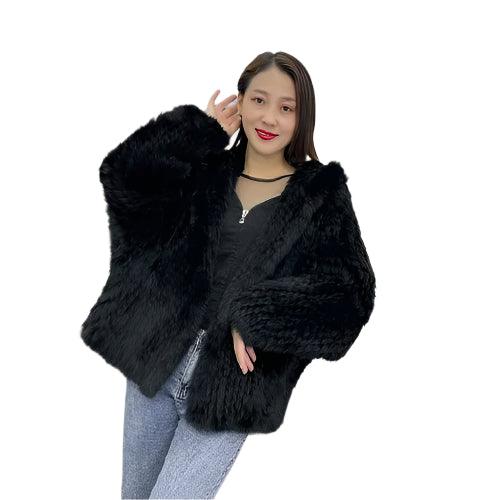 Luxurious Natural Rabbit Fur Hooded Coat – Soft, Warm & Elegant for Winter - JVMCL