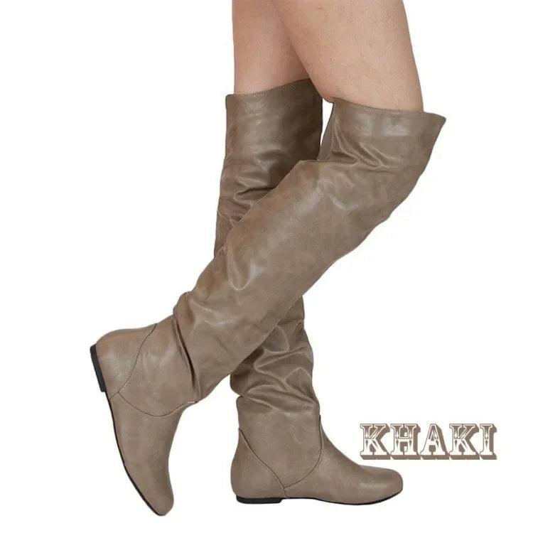 Versatile Women’s Mid-Calf Low Heel Western Chunky Platform Motorcycle Boots - JVMCL