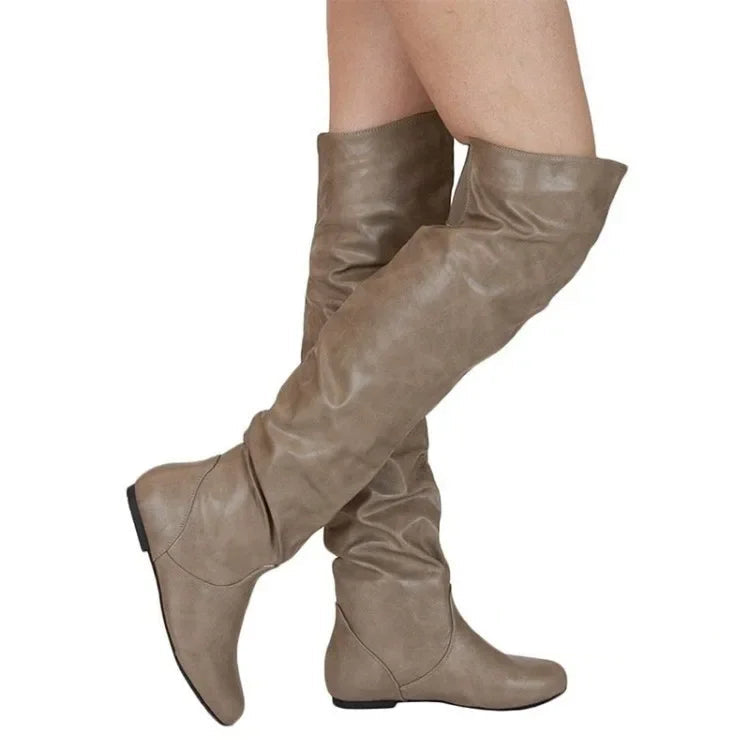 Women’s Versatile Mid-Calf Low Heel Western Chunky Platform Motorcycle Boots - JVMCL