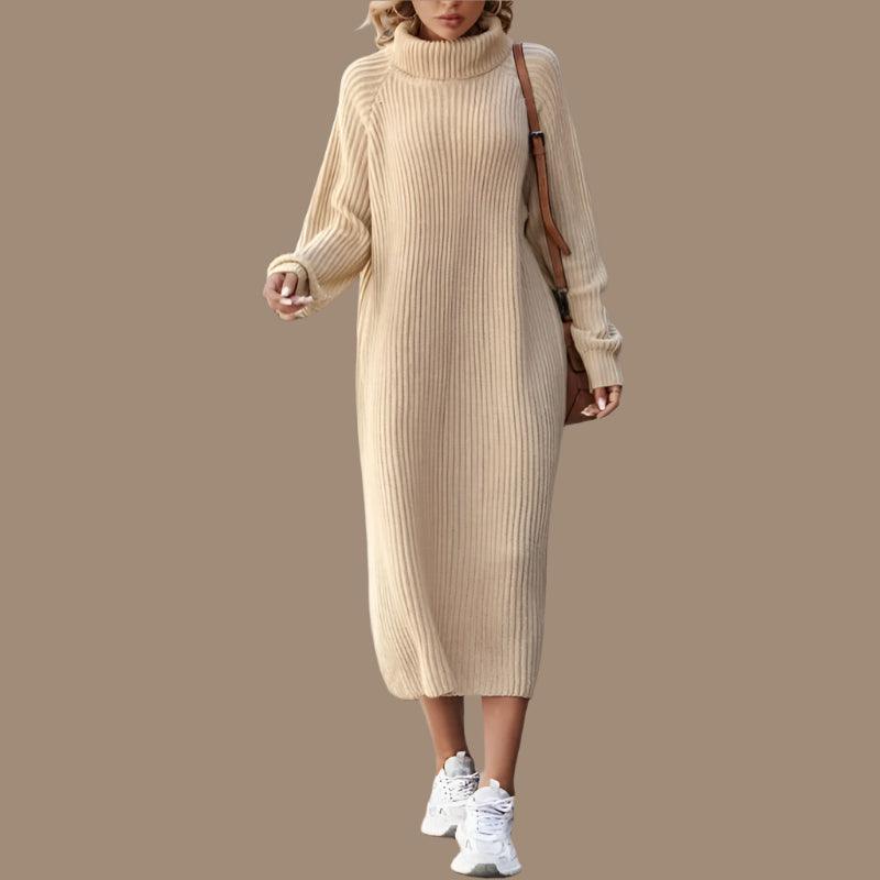 Warm Chic Loose Fit Mini Turtleneck Autumn/WinterLong Sleeve Sweater Dress - JVMCL