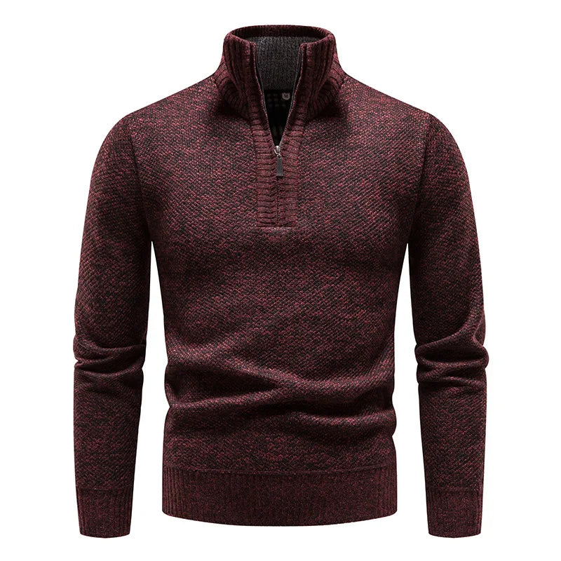 Thick Half-Zip Turtleneck Warm Knitted Pullover Sweater for Winter & Sportswear - JVMCL