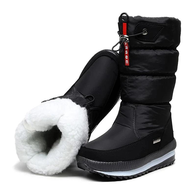 Platform Spring Winter Thick Waterproof Non-slip Fashion Fur Women Snow Boots - JVMCL