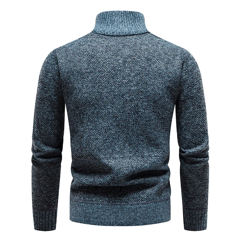 Thick Half-Zip Turtleneck Warm Knitted Pullover Sweater for Winter & Sportswear - JVMCL