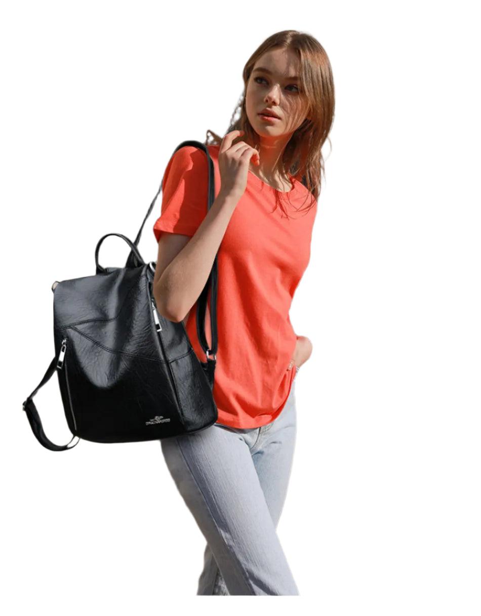 Fashionable PU Leather Backpack for Women – Stylish & Versatile Travel & School Bag - JVMCL