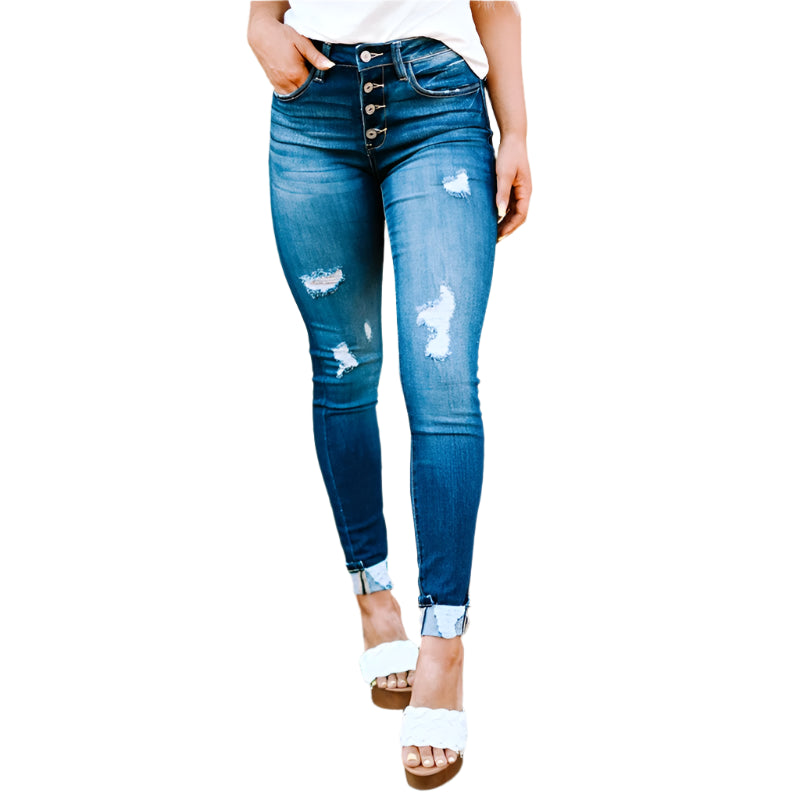 Women’s High Street Slim Fit Denim Jeans – Edgy & Stylish Pencil Pants