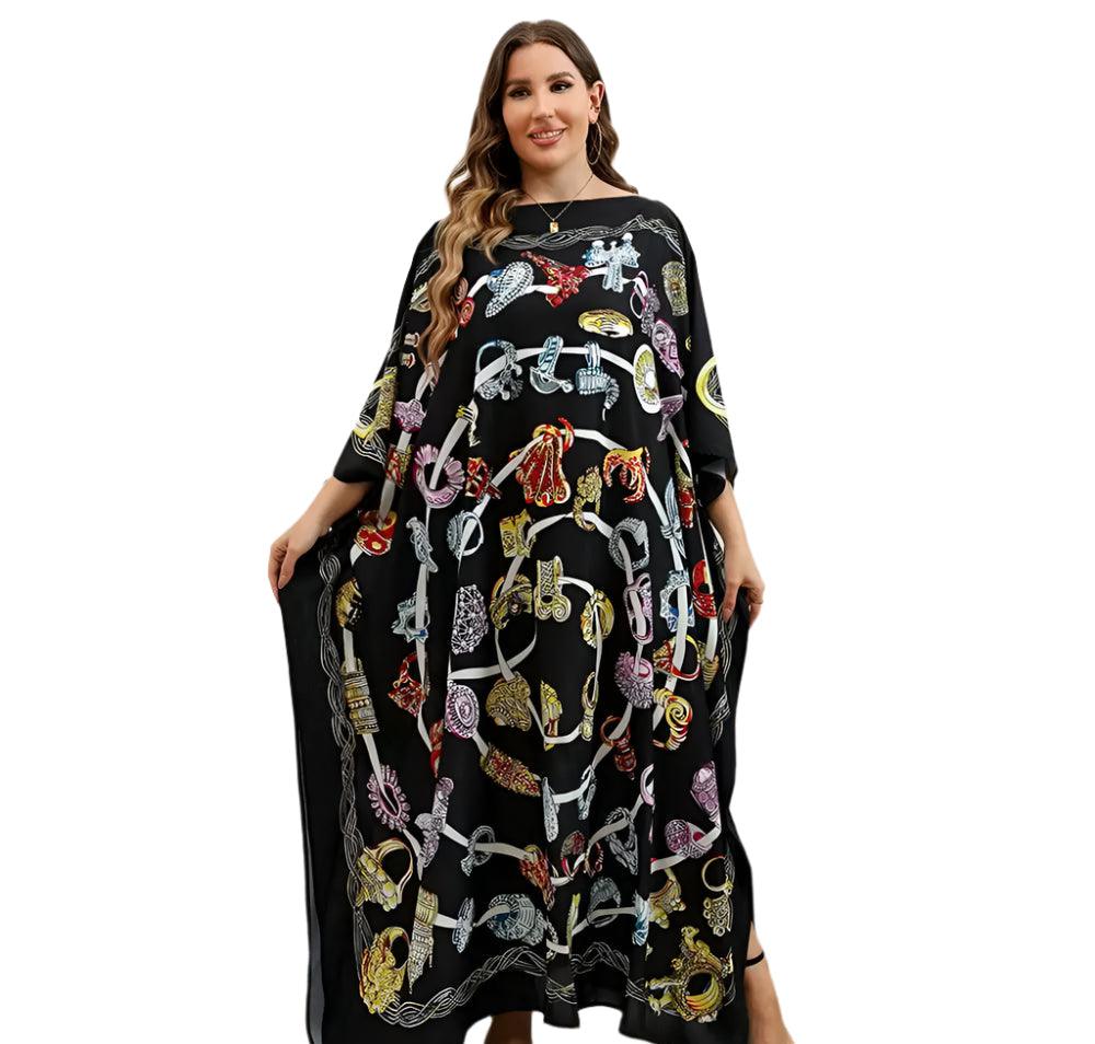 Plus Size Bohemian Nightdress - Silky Beach Robe & Homewear for Women - JVMCL