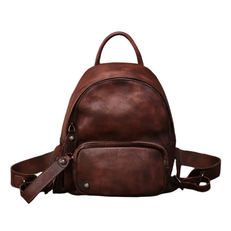 Vintage Genuine Leather Small Backpack – Retro Elegance & Everyday Comfort - JVMCL