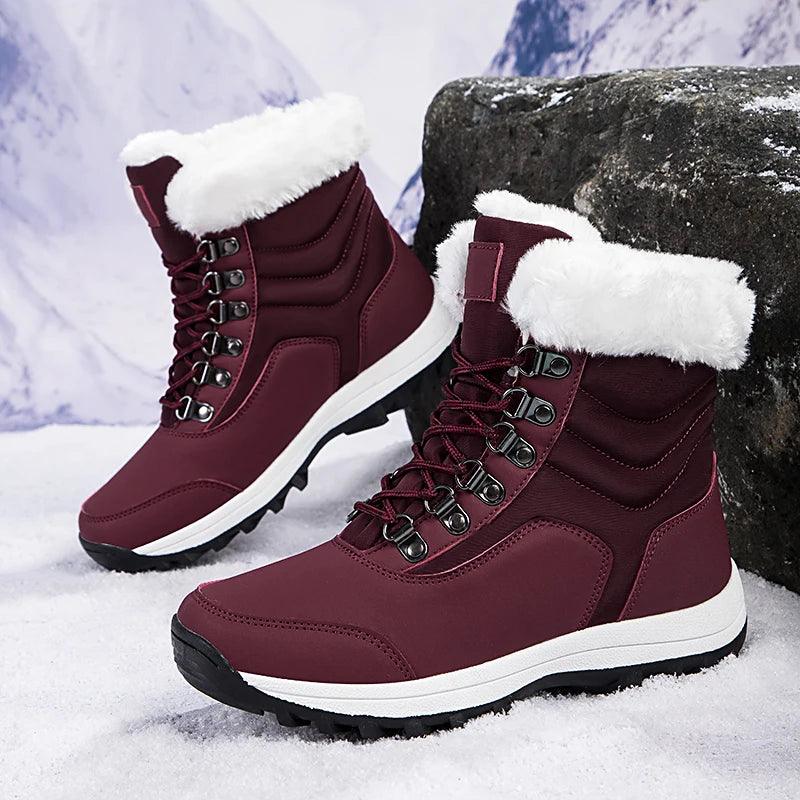 Outdoor Non-slip Women Warm Waterproof Boots Fashion Designer Plush Snow Boots - JVMCL