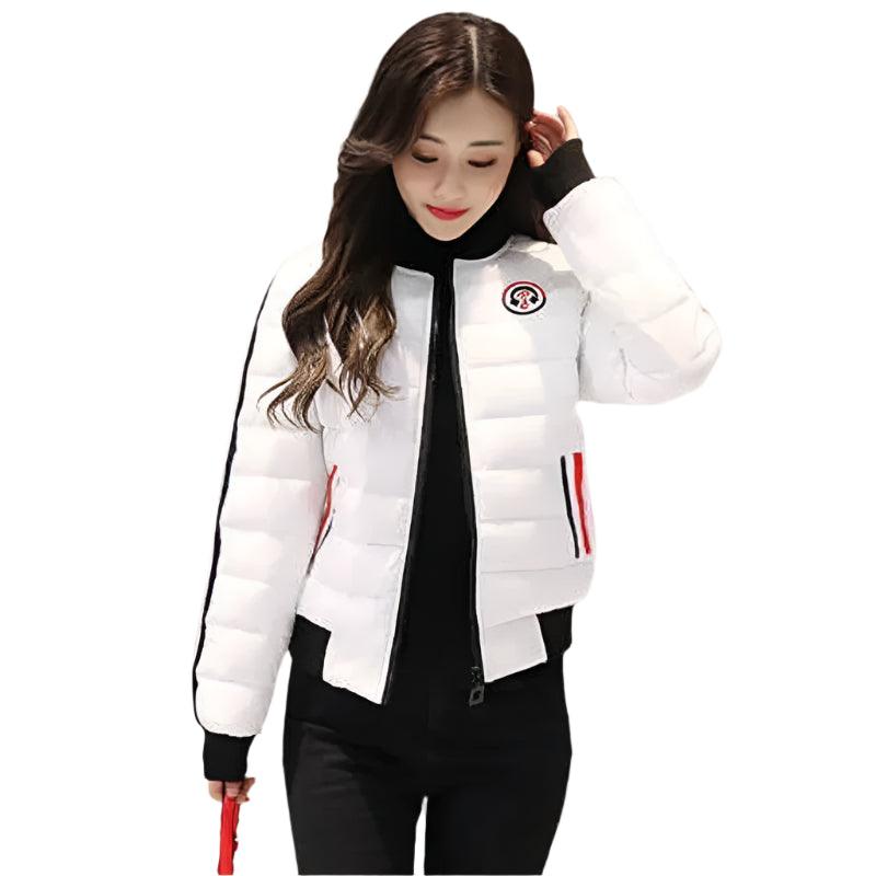 Quilted Cotton Women's Bomber Jacket: Padded Short High-Quality Winter Essential Parka Coat - JVMCL