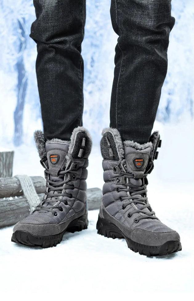 Super Warm Men Hiking Waterproof Leather Winter Snow Boots Sneakers - JVMCL