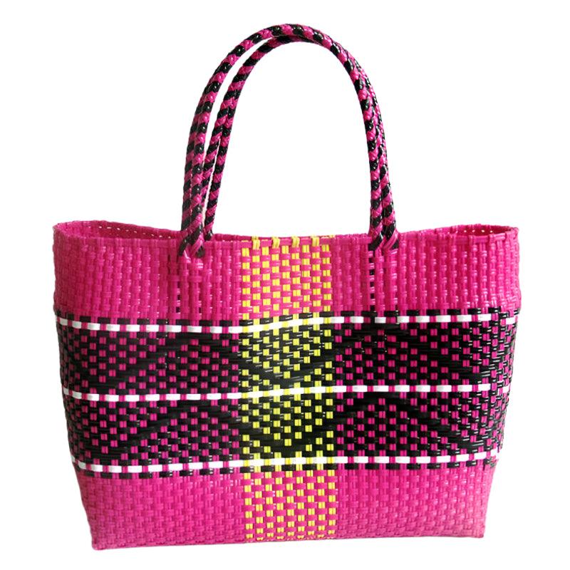 Handmade Plastic Woven Bohemian Tote – Summer Beach Shoulder Bag for Women - JVMCL