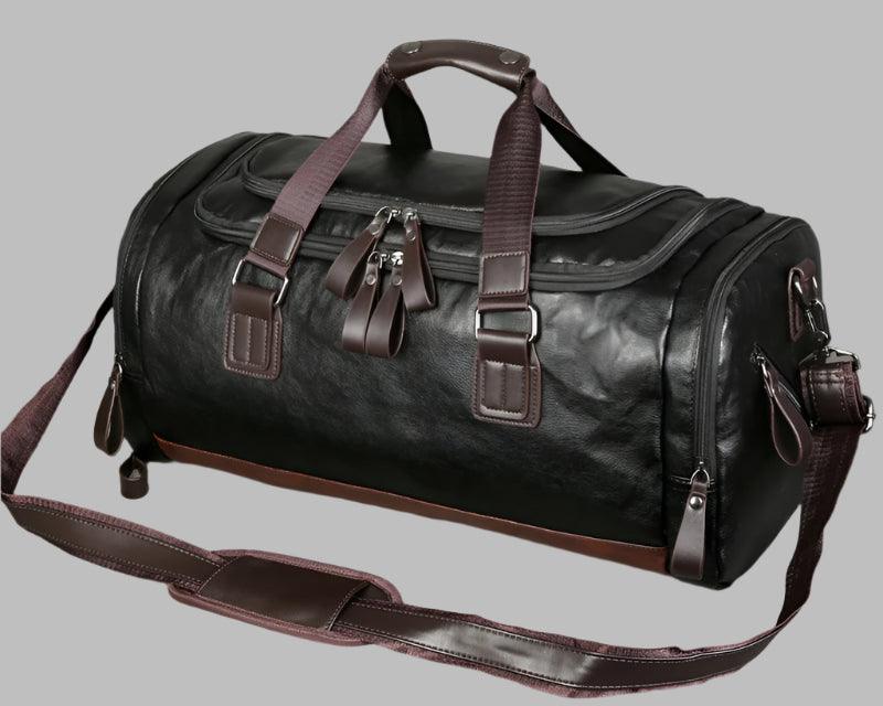 Men’s PU Leather Gym Duffel Bag – Stylish Travel & Fitness Shoulder Tote - JVMCL