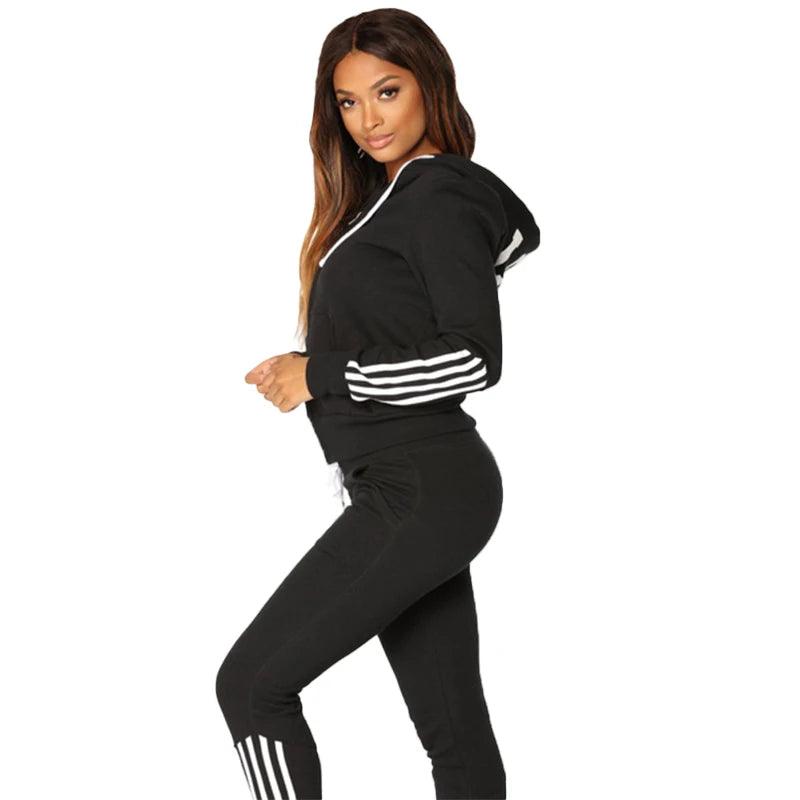 Women's Jogging Street Style Casual Hoodies & Pants 2-Piece Tracksuit Set - JVMCL