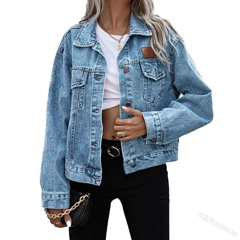 Regular fit Autumn Punk Style Women’s Loose Denim Jacket - Casual Jean Outerwear - JVMCL