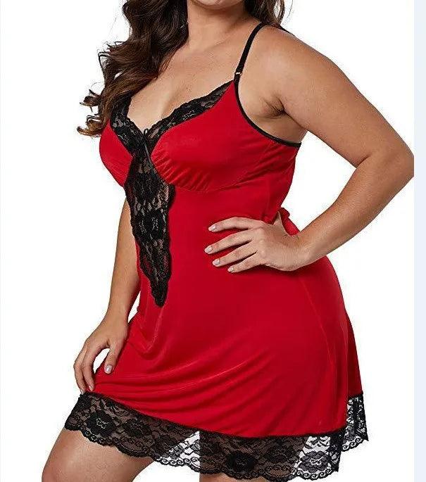 8XL Plus Size Satin Lace Nightgown – Spaghetti Strap Summer Sleepwear for Women - JVMCL