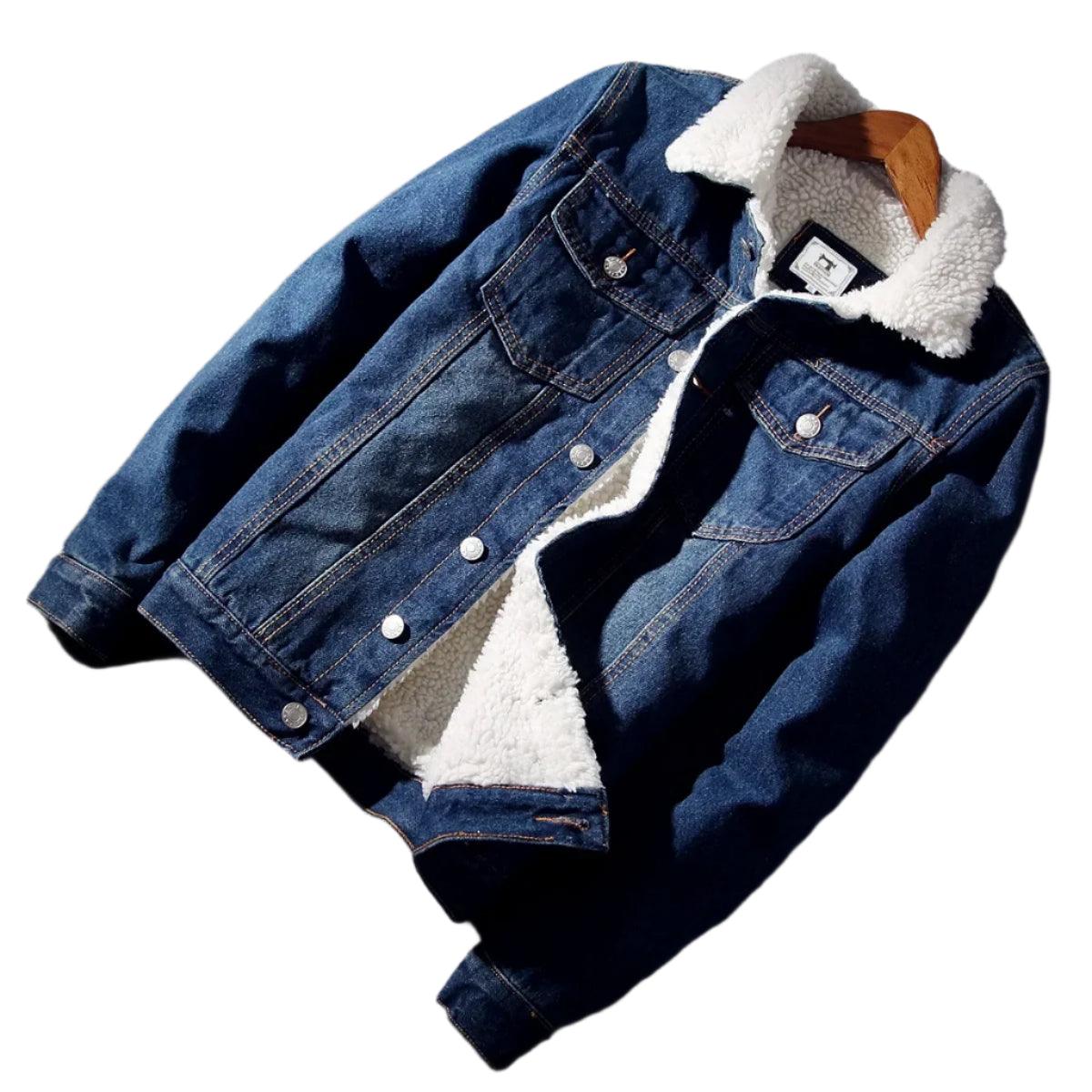 Men's Warm Fleece-Lined Denim Jacket – Winter Casual Slim Windbreaker - JVMCL