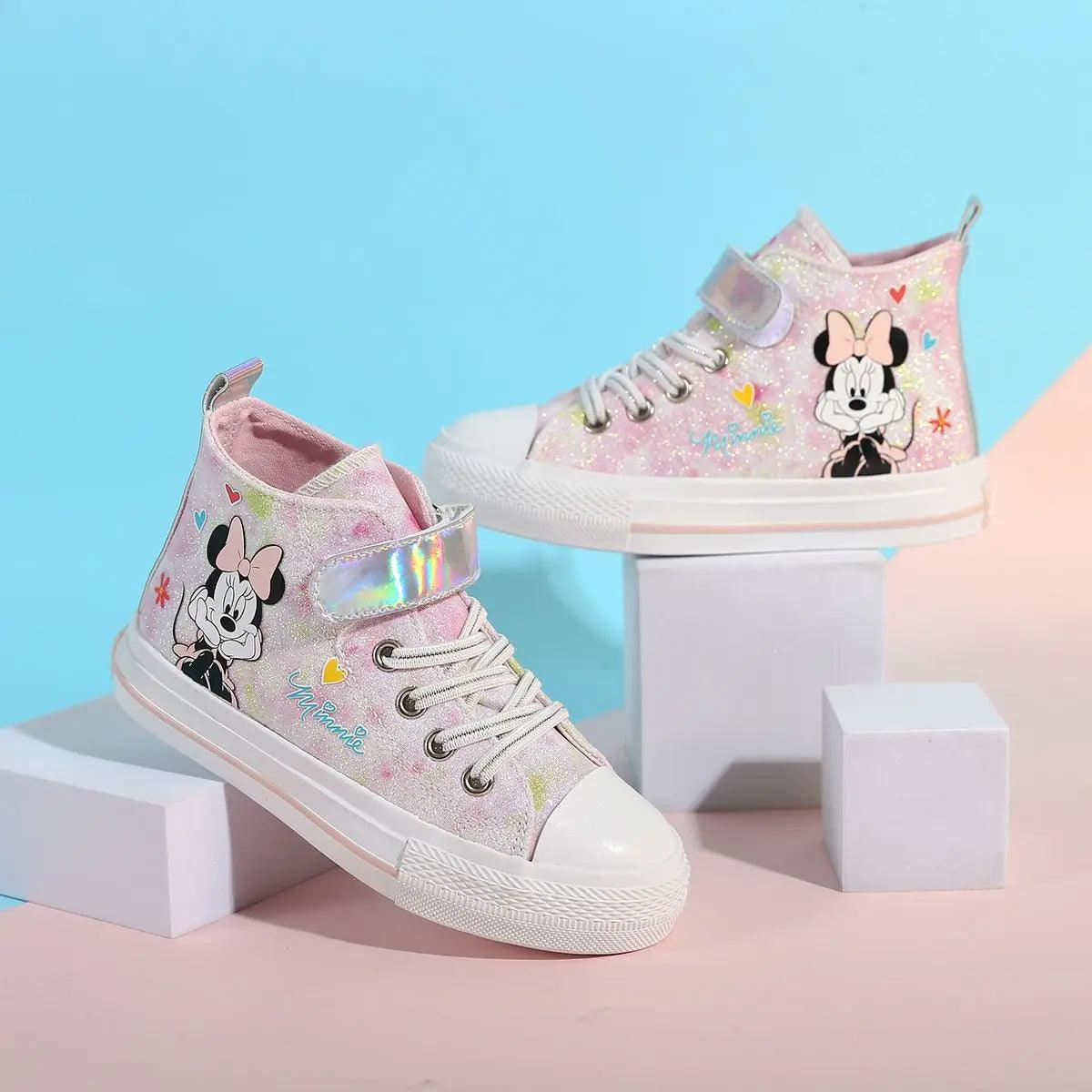 Anime Minnie Mouse Canvas Shoes - Cute Cartoon High-Top Sneakers for Girls and Students - JVMCL