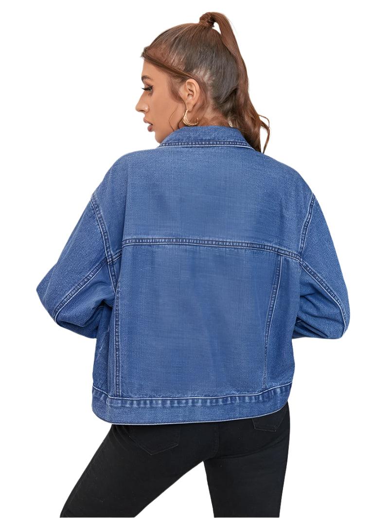 Fashion Streetwear Baggy Jean Jacket for Women - Casual Autumn Denim Outerwear - JVMCL