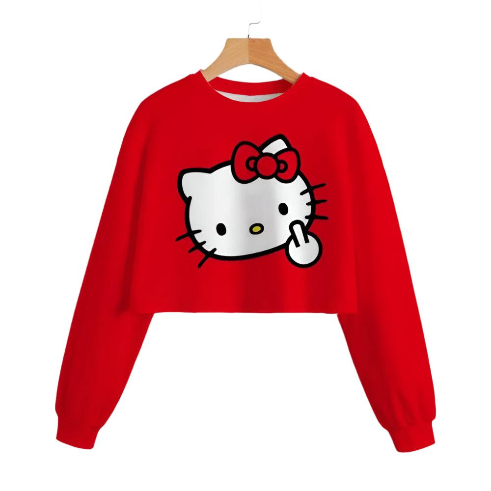 Hello Kitty Girls' Short Hoodie – Cute & Comfortable Autumn Sweatshirt - JVMCL