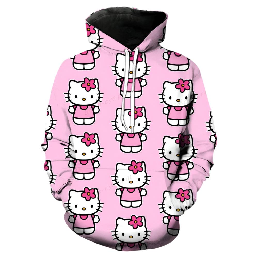 Cozy & Stylish Streetwear Hello Kitty 3D Printed Hooded Sweatshirt - JVMCL