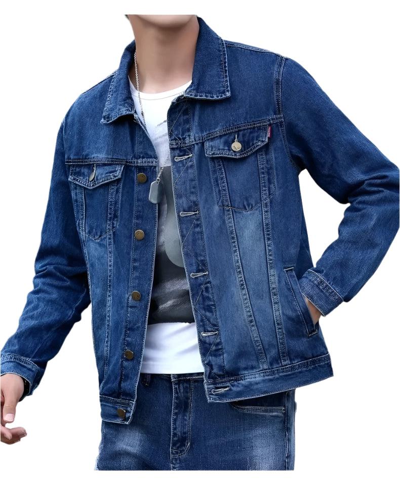 Men's Retro Denim Jacket – Slim Fit Washed Casual Jeans Coat for Spring & Autumn - JVMCL