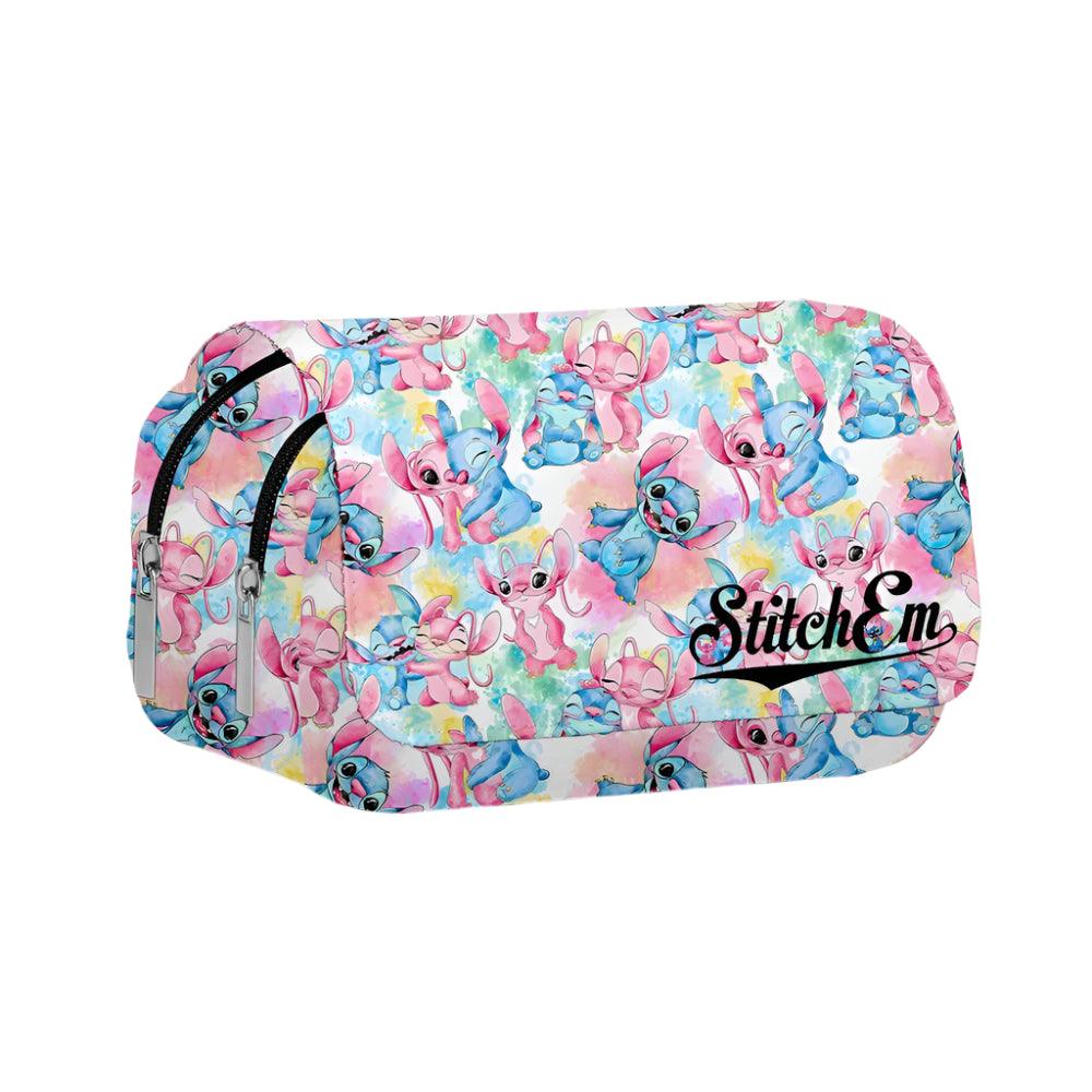 Stitch Fully Printed Flap Pen Bag - Large Capacity Cartoon Students Pencil Case - JVMCL