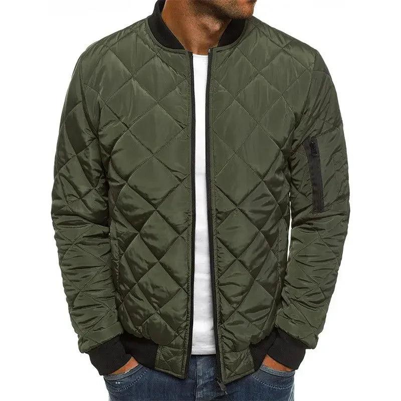 Men's Lightweight Down Jacket – Puffer Winter Coat Stand Collar Quilted Design - JVMCL