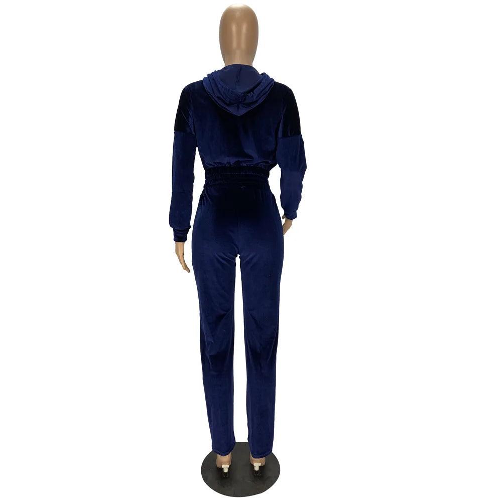 Women's Sport Tracksuit – Velvet Hooded Jacket & Jogger Pants for Fitness & Casual Wear - JVMCL