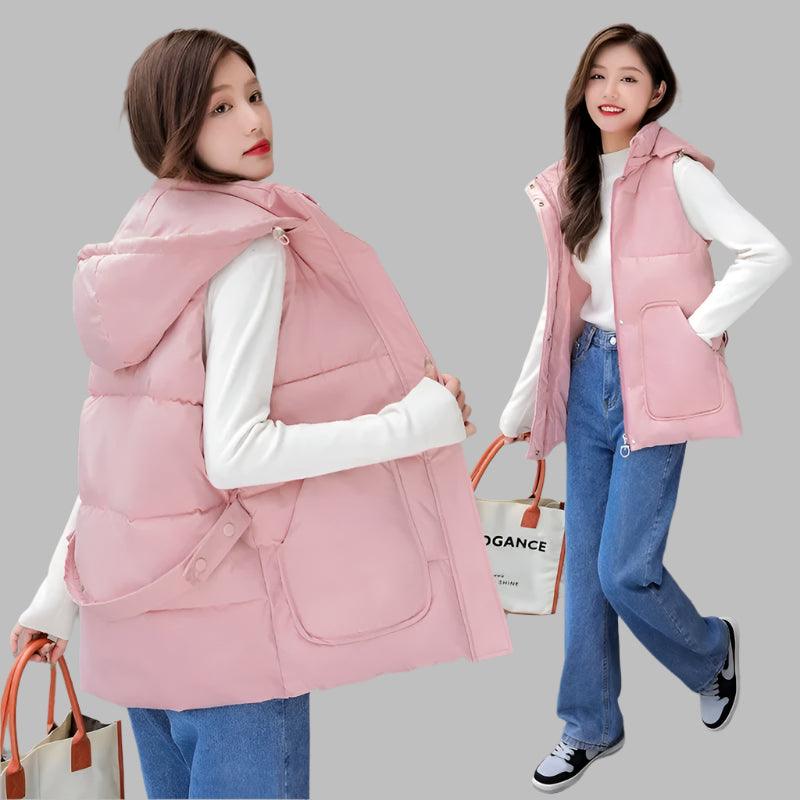 Hooded Short Warm Women Autumn & Winter Cotton Vest Jacket - JVMCL