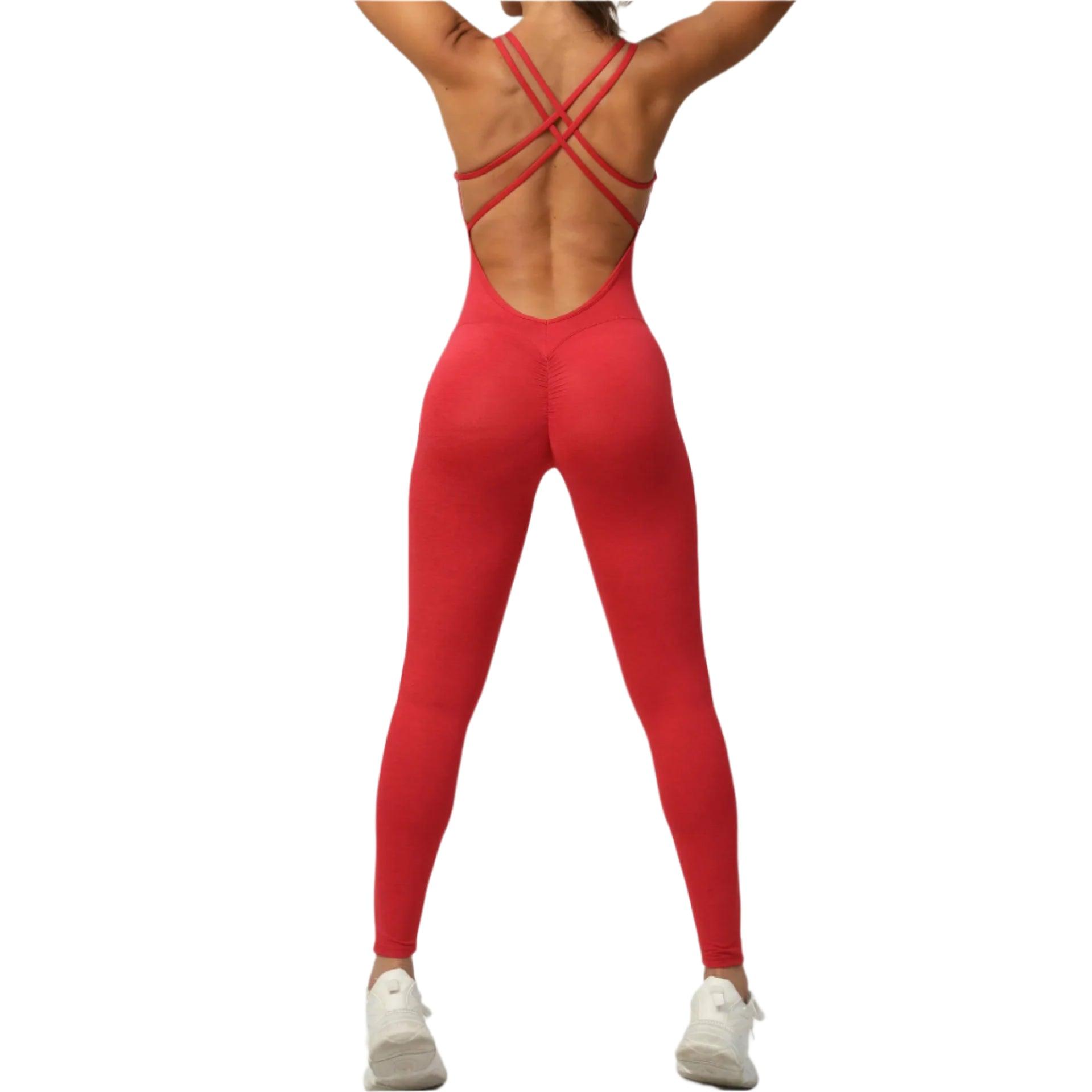 Sexy Backless Bodycon Scrunch Jumpsuit –Push-Up Dance Fitness Overalls for Women - JVMCL