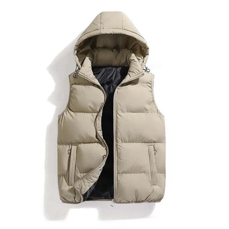 Warm and Stylish Men's Autumn and Winter Thick Hooded Vest with Detachable Hat - JVMCL