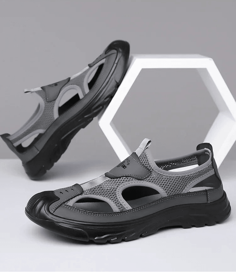 Men's Breathable Mesh Outdoor Sandals – Anti-Skid Hollow Beach Flats - JVMCL