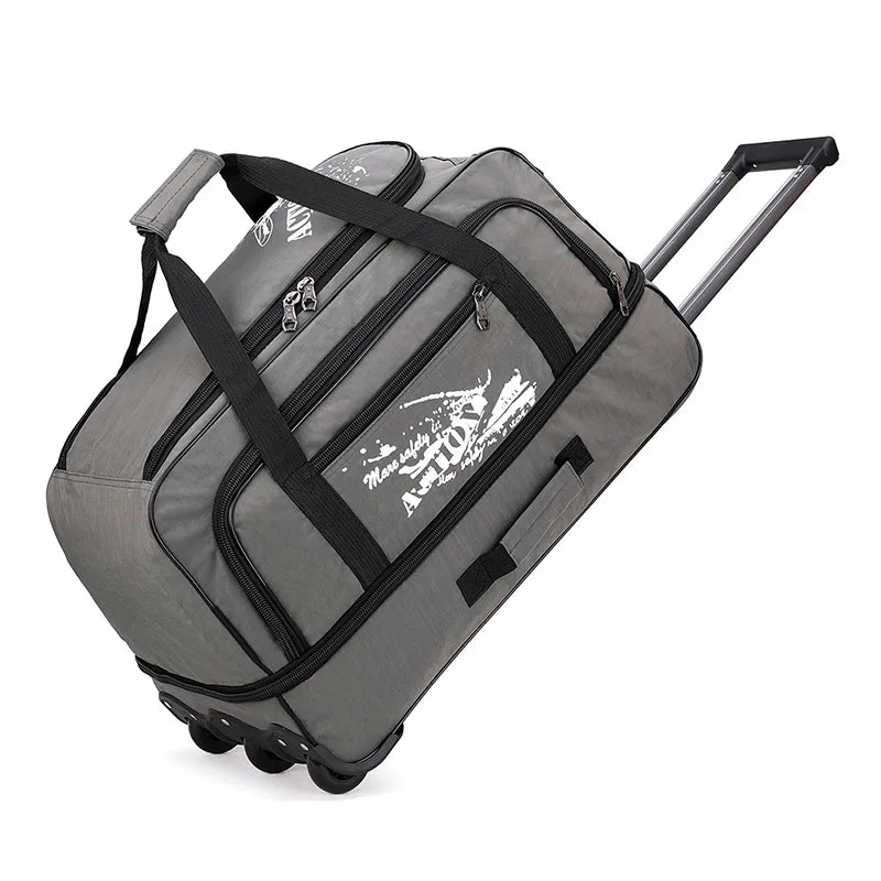 Large Capacity Trolley Bag with Wheels – Durable Oxford Rolling Luggage for Travel - JVMCL