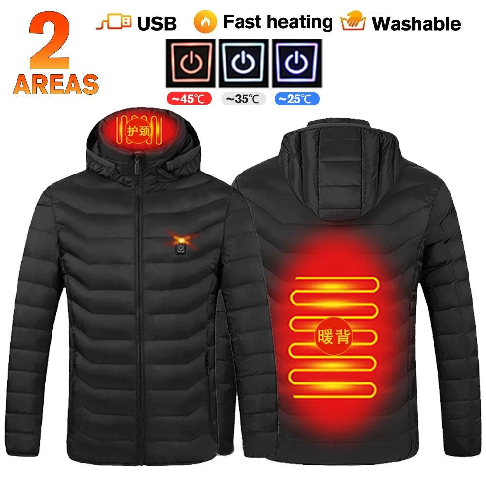 21-Area Heated Waterproof Winter Coat – USB-Powered Warm Vest for Men & Women - JVMCL