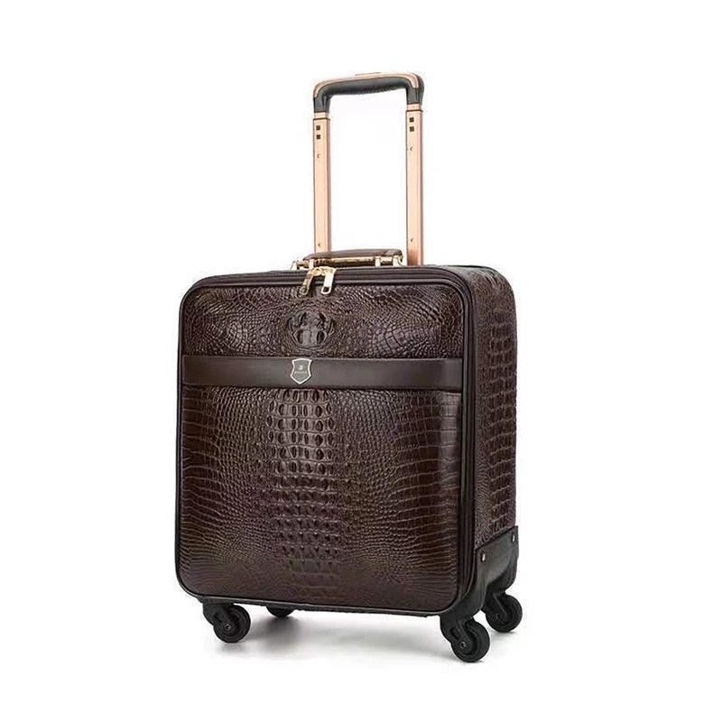 Crocodile Style Genuine Leather Luxury Trolley Luggage Universal Wheel Suitcase - JVMCL