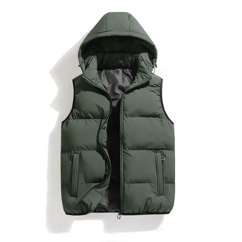 Warm and Stylish Men's Autumn and Winter Thick Hooded Vest with Detachable Hat - JVMCL