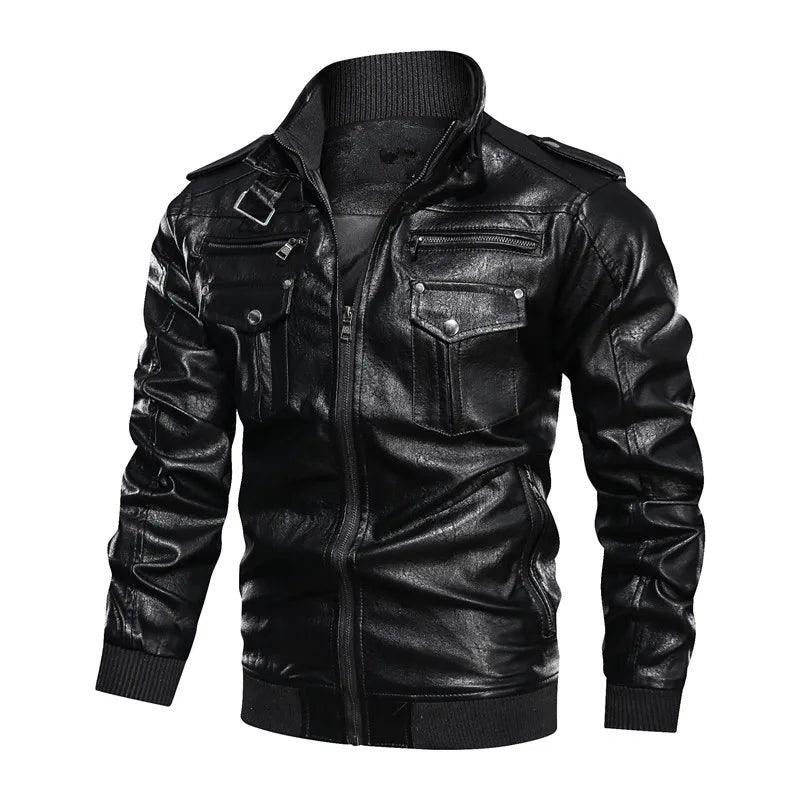 Autumn and Winter Men’s Casual Leather Business Windproof Sports Coat Jacket - JVMCL