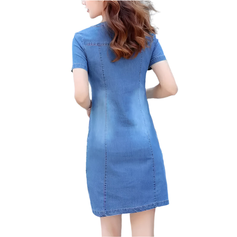 Trendy Medium-Length Loose-Fit Straight-Leg  Everyday Wear Denim Dress