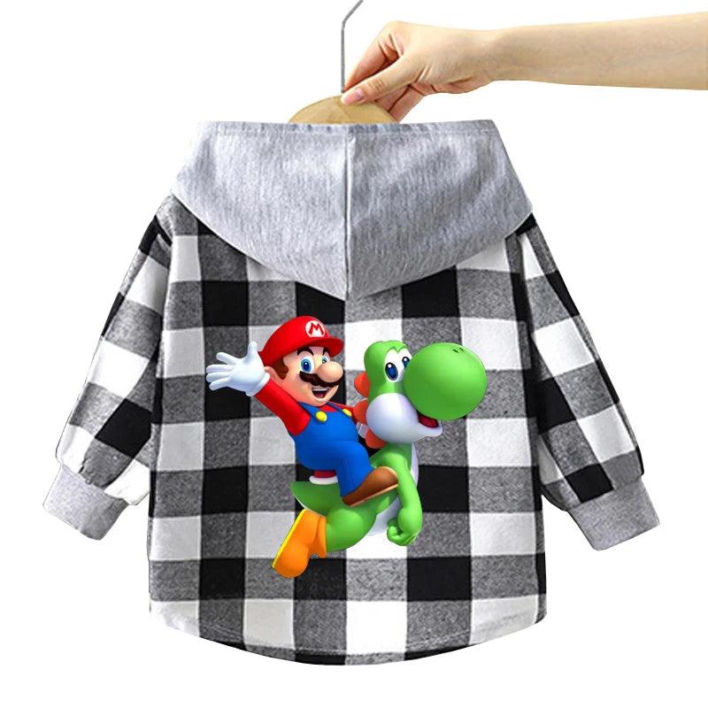 Kitty-Inspired Cute & Casual Hello Hooded Plaid Kids Shirt Outfit (1-12 Years) - JVMCL