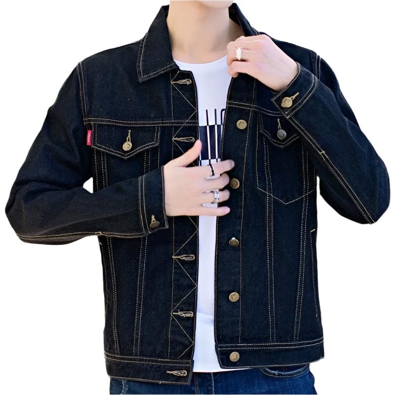 Men's Short Casual Elegance Slim Black Denim Jacket – Trendy and Affordable - JVMCL