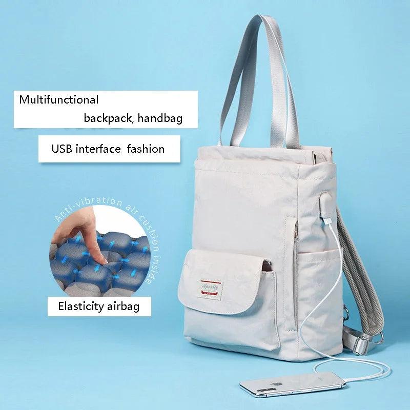 Load video: Waterproof Stylish Laptop Backpack for Women - Korean Fashion Oxford Canvas with USB Port