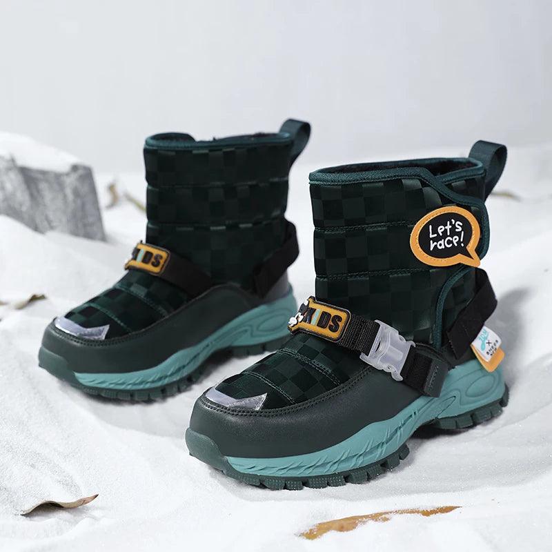 Children Warm Plush Rubber Fashion Sneakers Outdoor Girls Boys Kids Boots - JVMCL