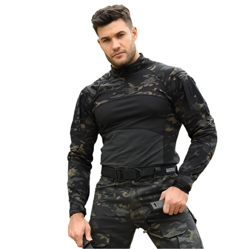 Men’s Cotton Tactical Combat Shirt – Long Sleeve Military Hiking & Climbing Gear