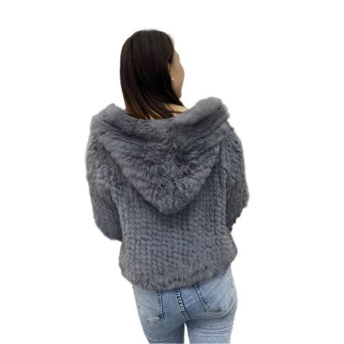 Luxurious Natural Rabbit Fur Hooded Coat – Soft, Warm & Elegant for Winter - JVMCL