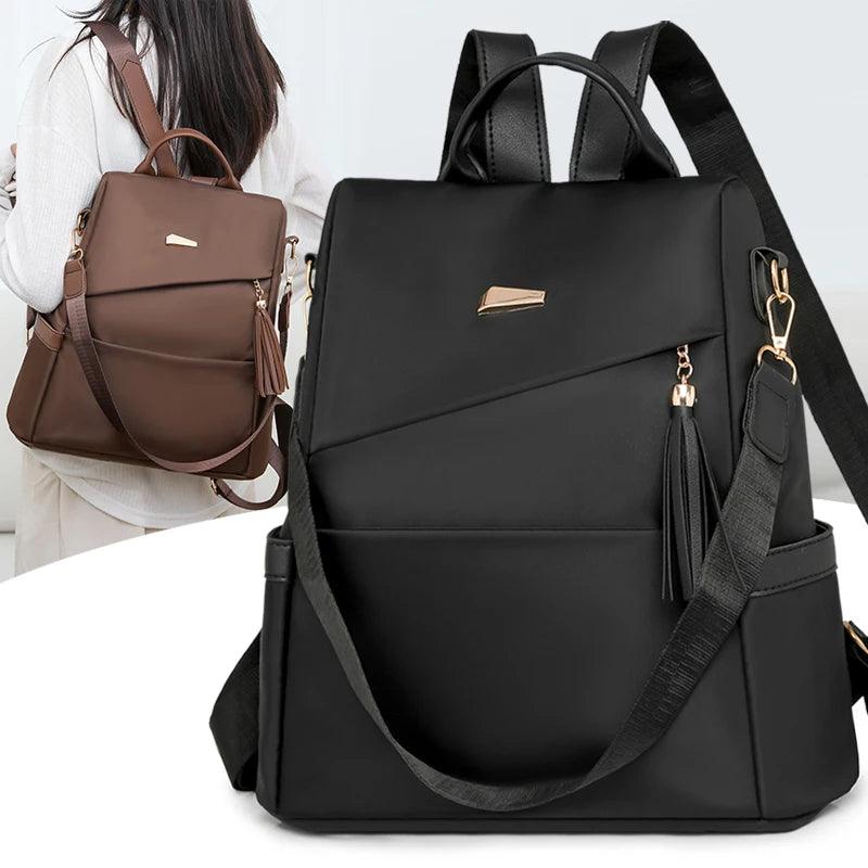 Fashion Tassel Decorative Anti-Theft Nylon Backpack – Secure, Stylish & Spacious - JVMCL