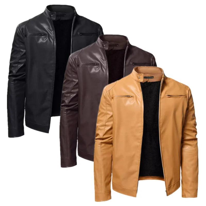 Stay Warm in Style: Plush Men's Leather Jacket Coat– Perfect for Autumn & Winter - JVMCL