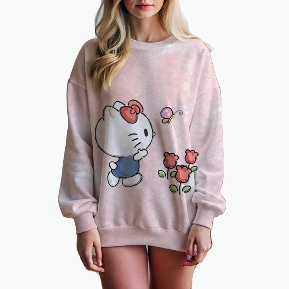 Cute & Trendy Hello Kitty 3D Print Sweatshirt – Youthful Casual Wear - JVMCL