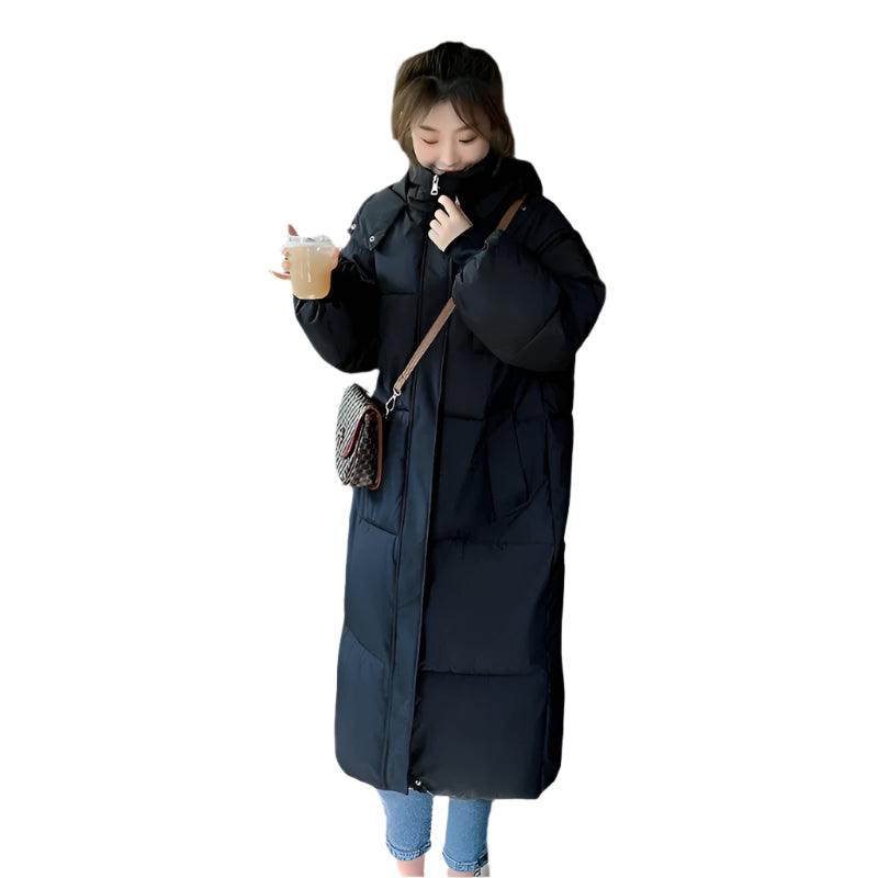 Long Sleeve Hooded Loose Plush Long Parka - Hooded Winter Zipper Coat - JVMCL