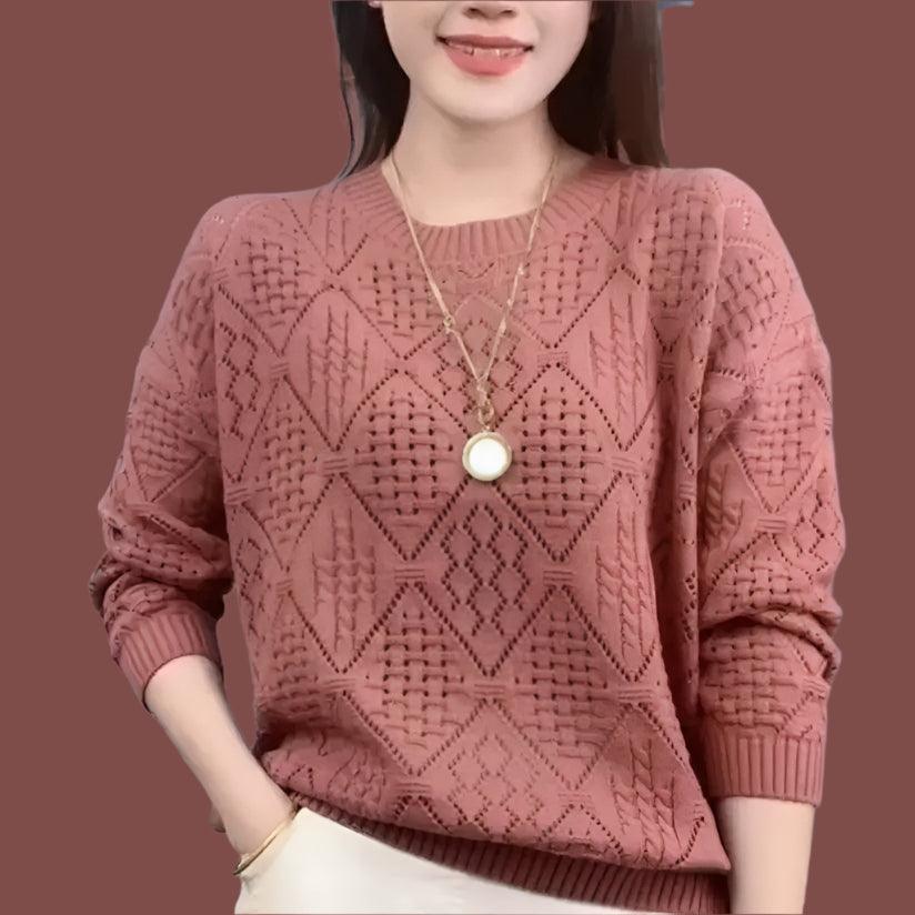 Elegant Knitted Sweater Loose-Fit Daily Work Casual Jumper for Spring Autumn - JVMCL