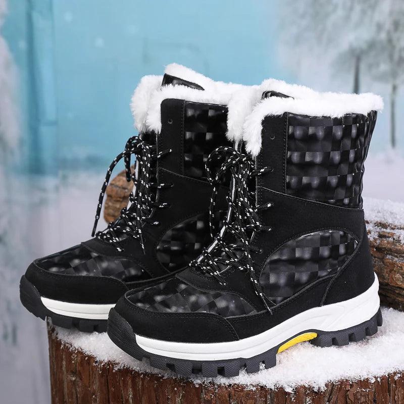 Outdoor Non-slip Women Warm Waterproof Boots Fashion Designer Plush Snow Boots - JVMCL